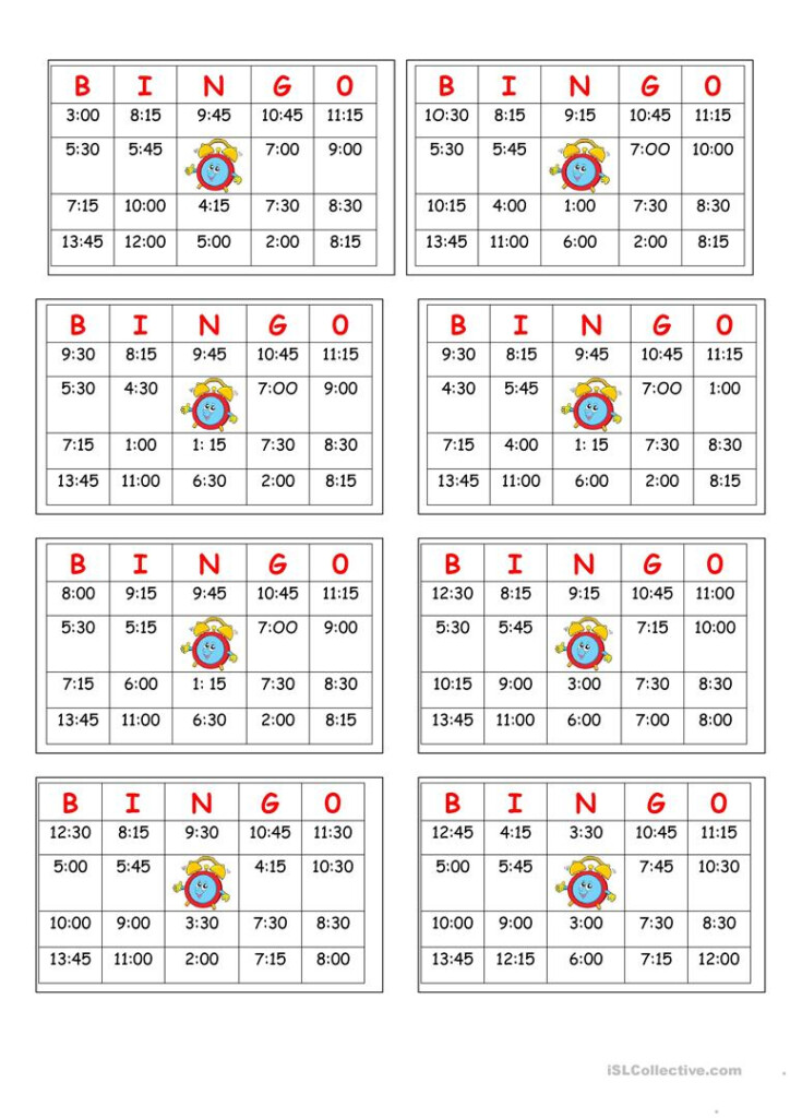 Time Bingo English Esl Worksheets For Distance Learning Printable 