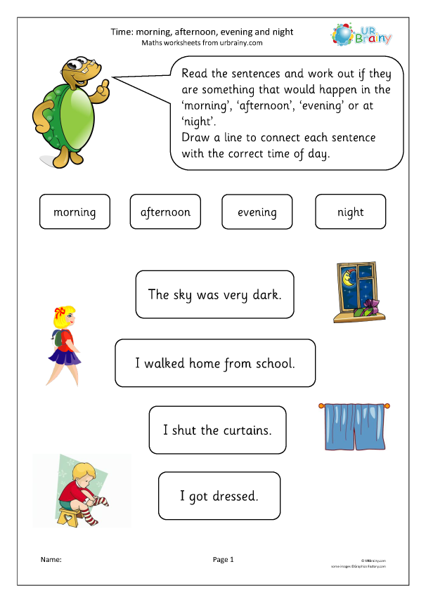 Time Morning Afternoon Evening And Night Time Worksheets For Year 