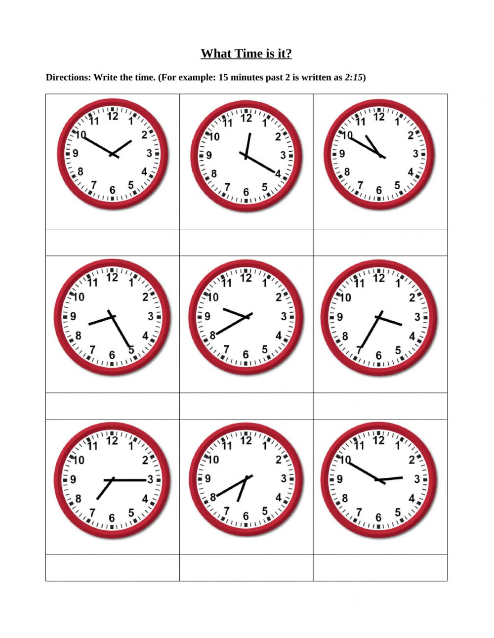 Telling Time To The Nearest 5 Minutes Free Worksheets
