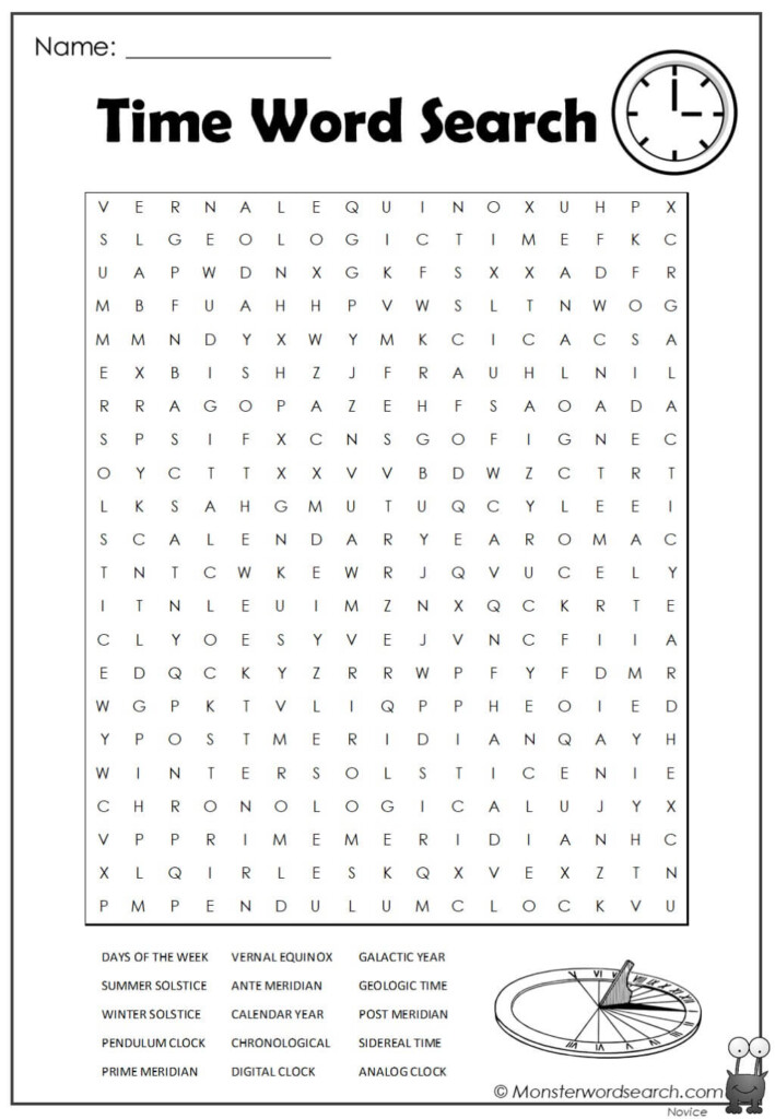 Time Word Search Monster Word Search