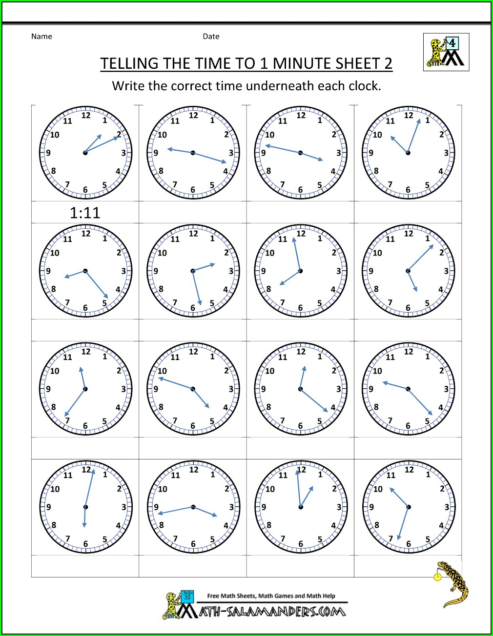 Telling The Time Worksheets Ks2