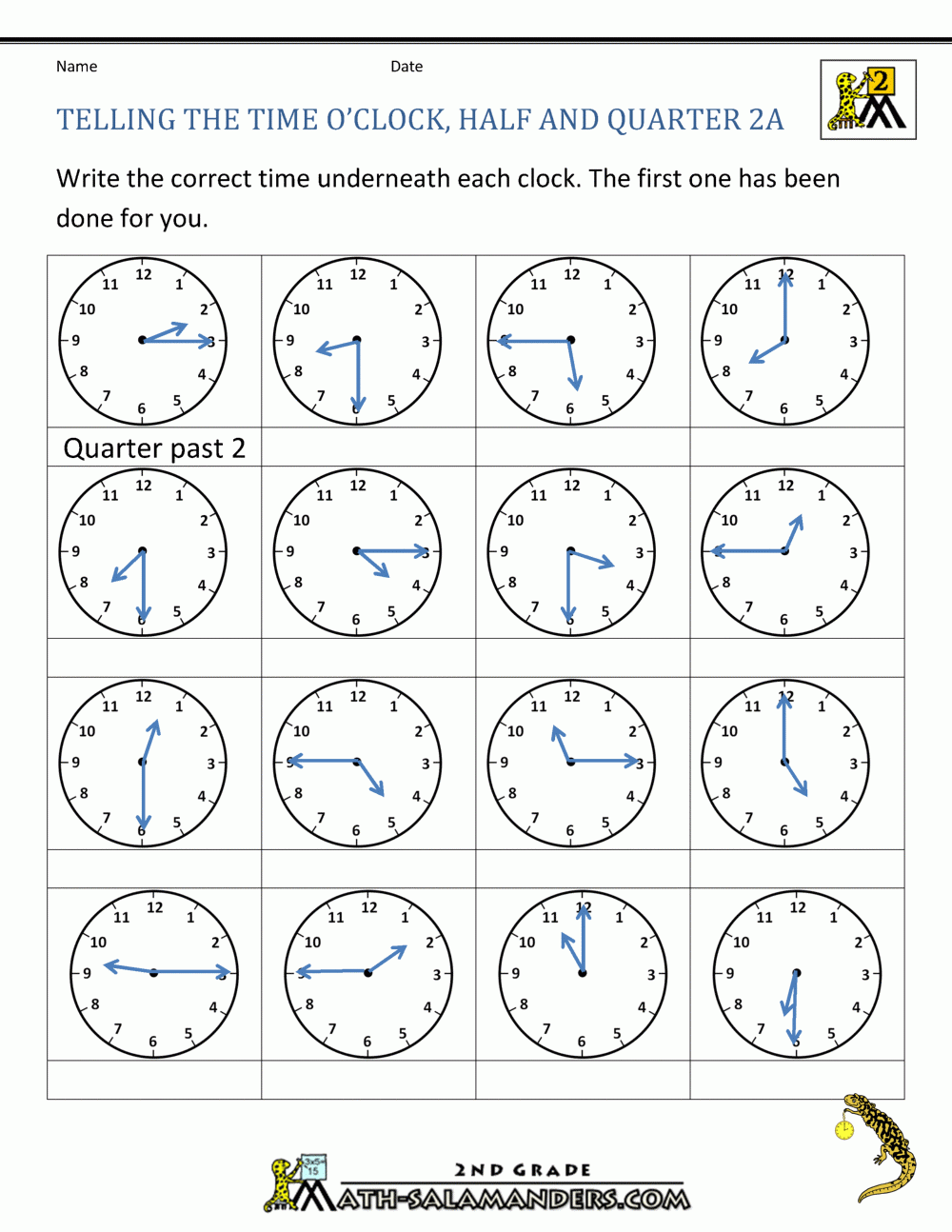 Time Worksheet O clock Quarter And Half Past