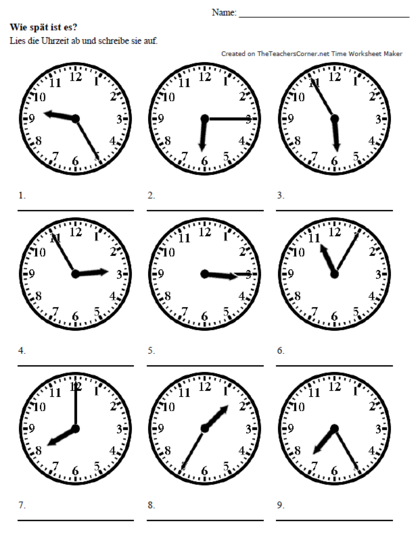 Time Worksheets Schule at Das Bildungsportal