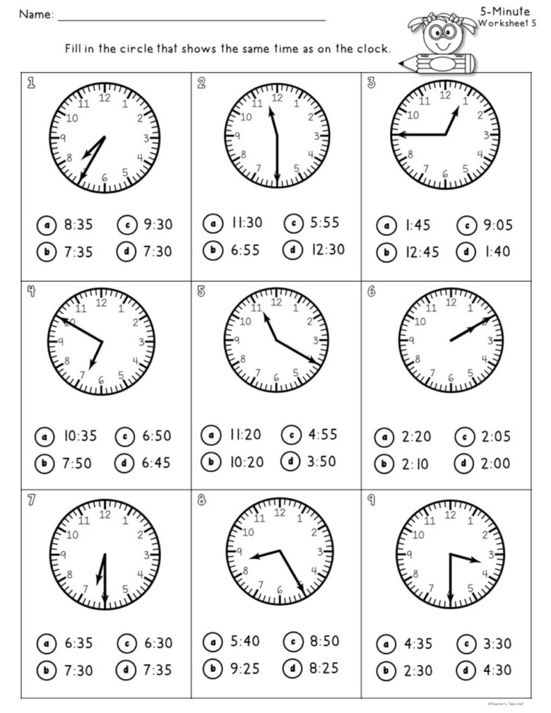 Time Worksheets To The Nearest 5 Minutes Teacher s Take Out