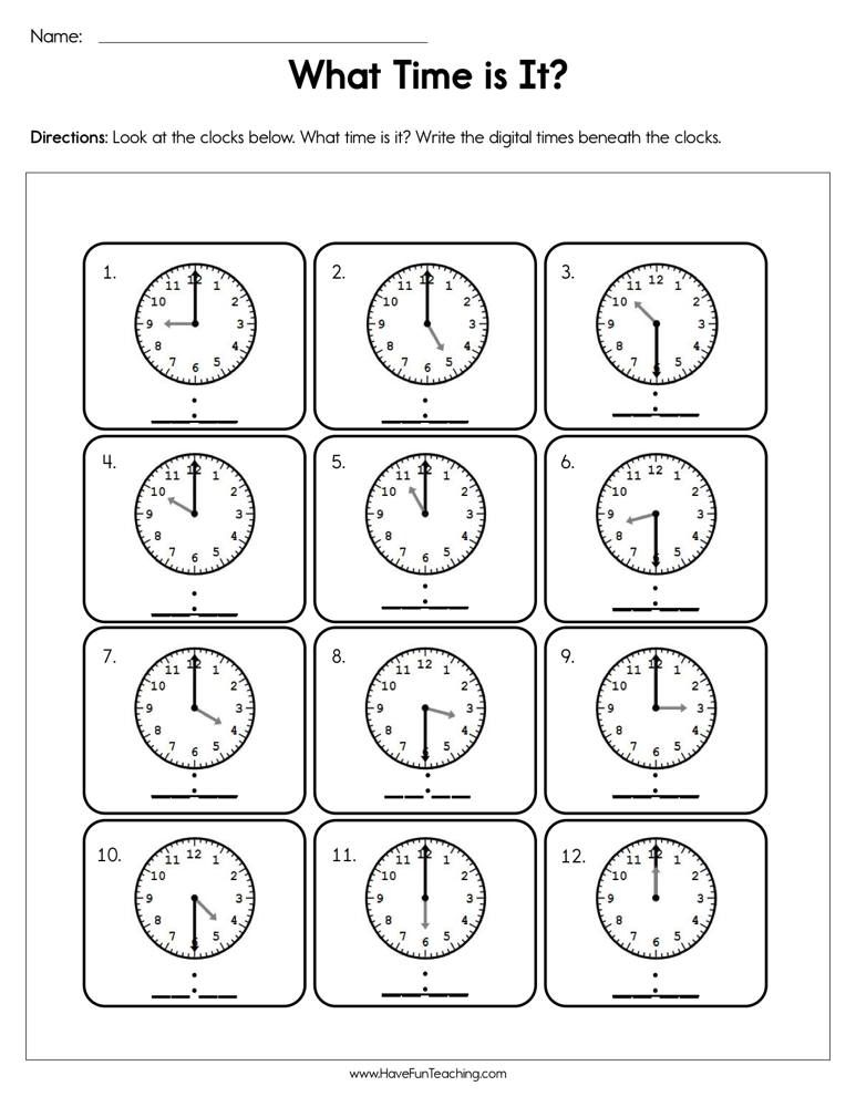 What Time Is It Worksheet Time Worksheets Telling Time Worksheets 