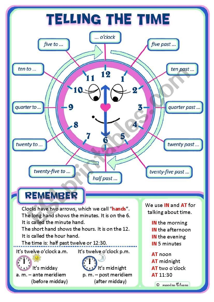 Worksheet To Teach Students How To Tell The Time It Can Be Used As A