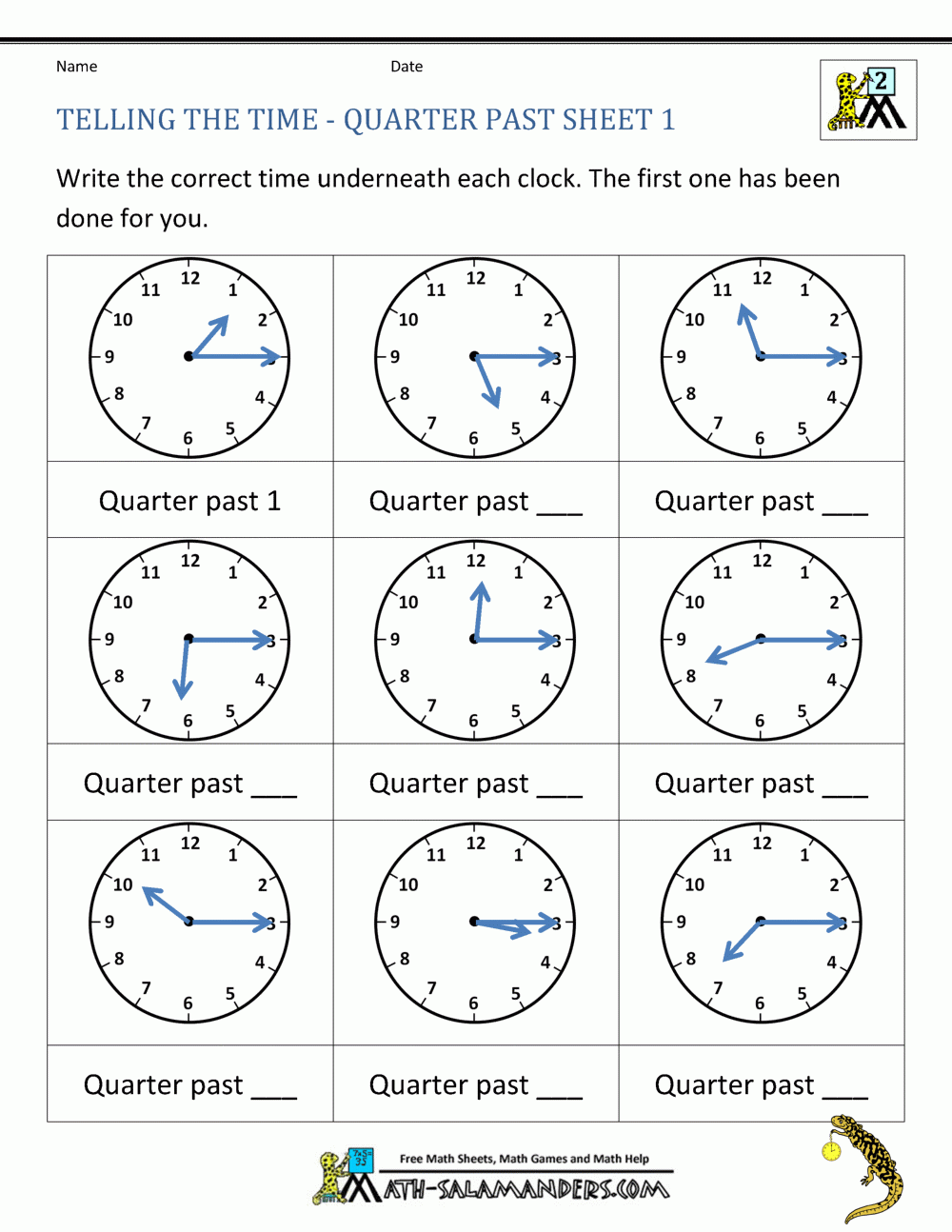 Telling Time Year 3 Worksheets
