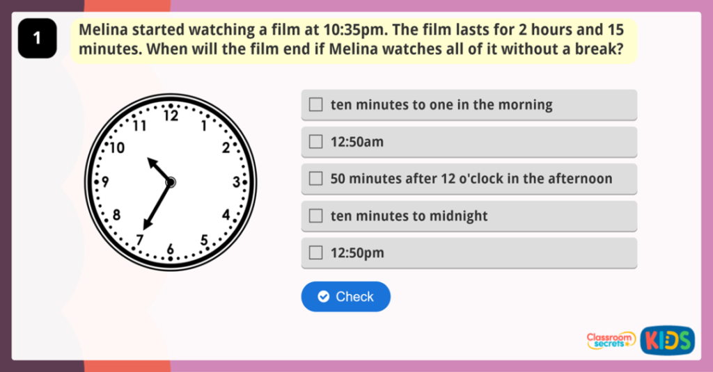 Year 3 Time To The Nearest Minute Game Classroom Secrets Kids