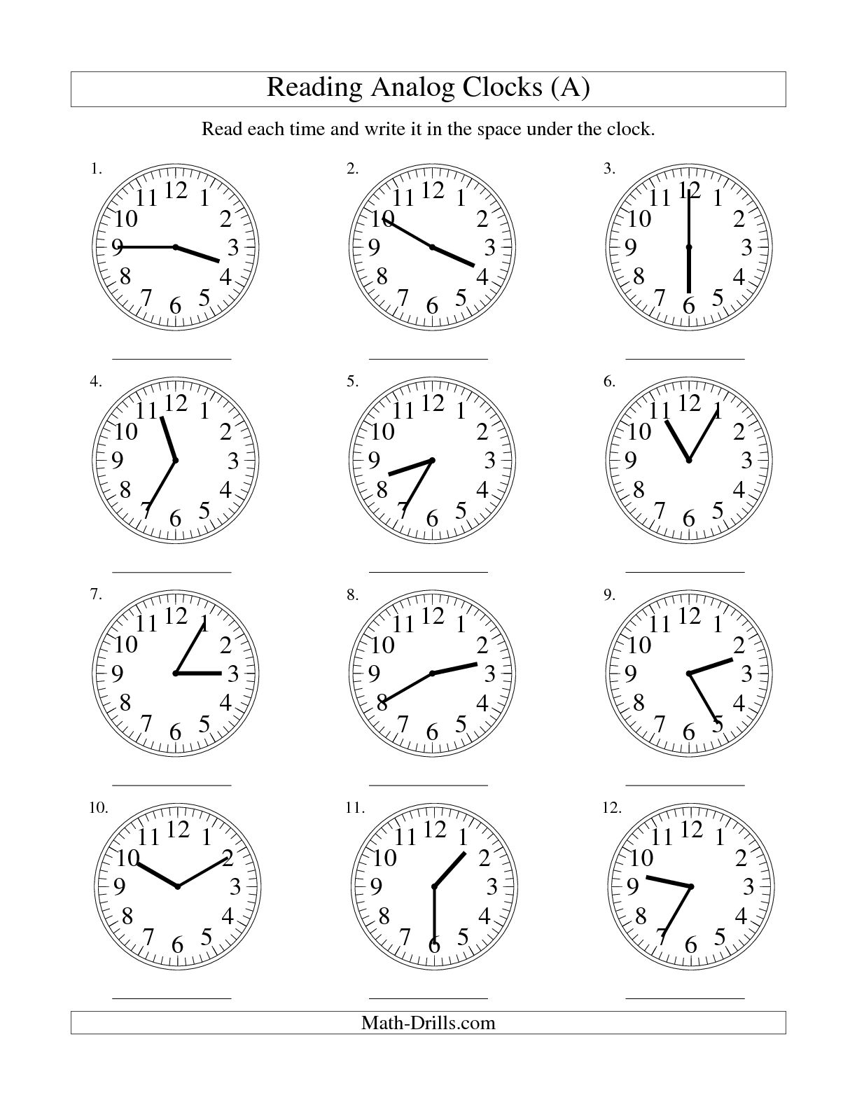 Telling Time In 5 Minute Intervals