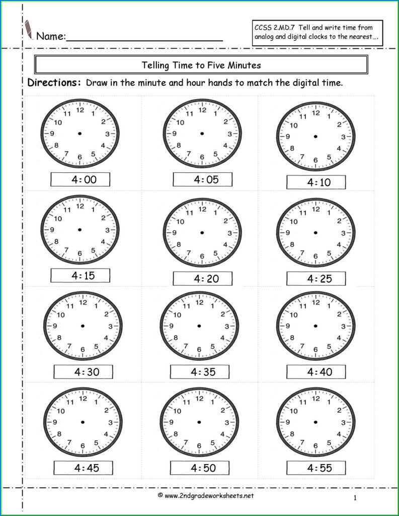 20 2Nd Grade Telling Time Worksheets Coo Worksheets