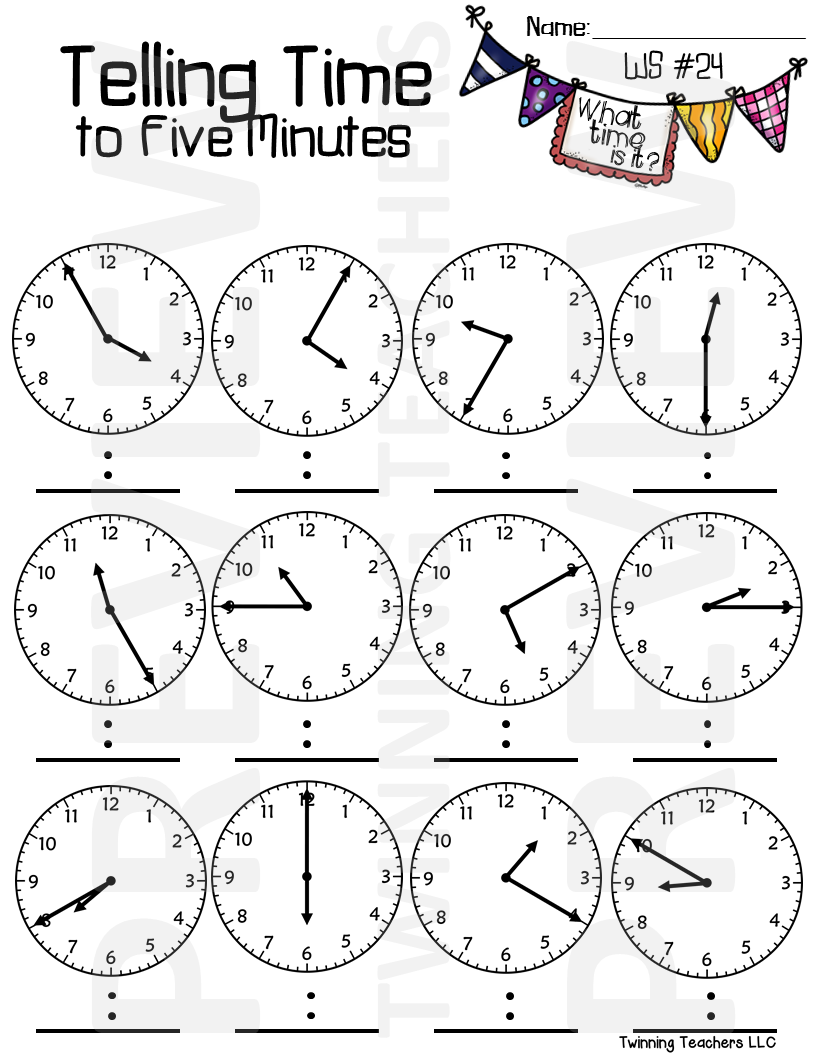 Telling Time Worksheets By The Minute