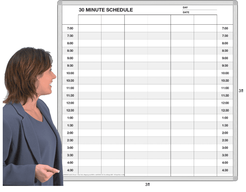 7AM 5PM Appointment Schedule Magnetic Whiteboard System HXPA333T