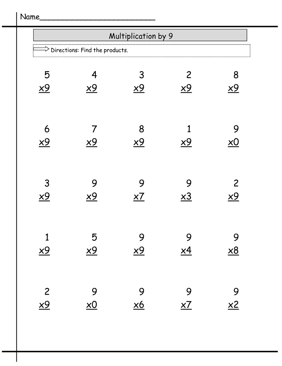 9 Times Worksheet