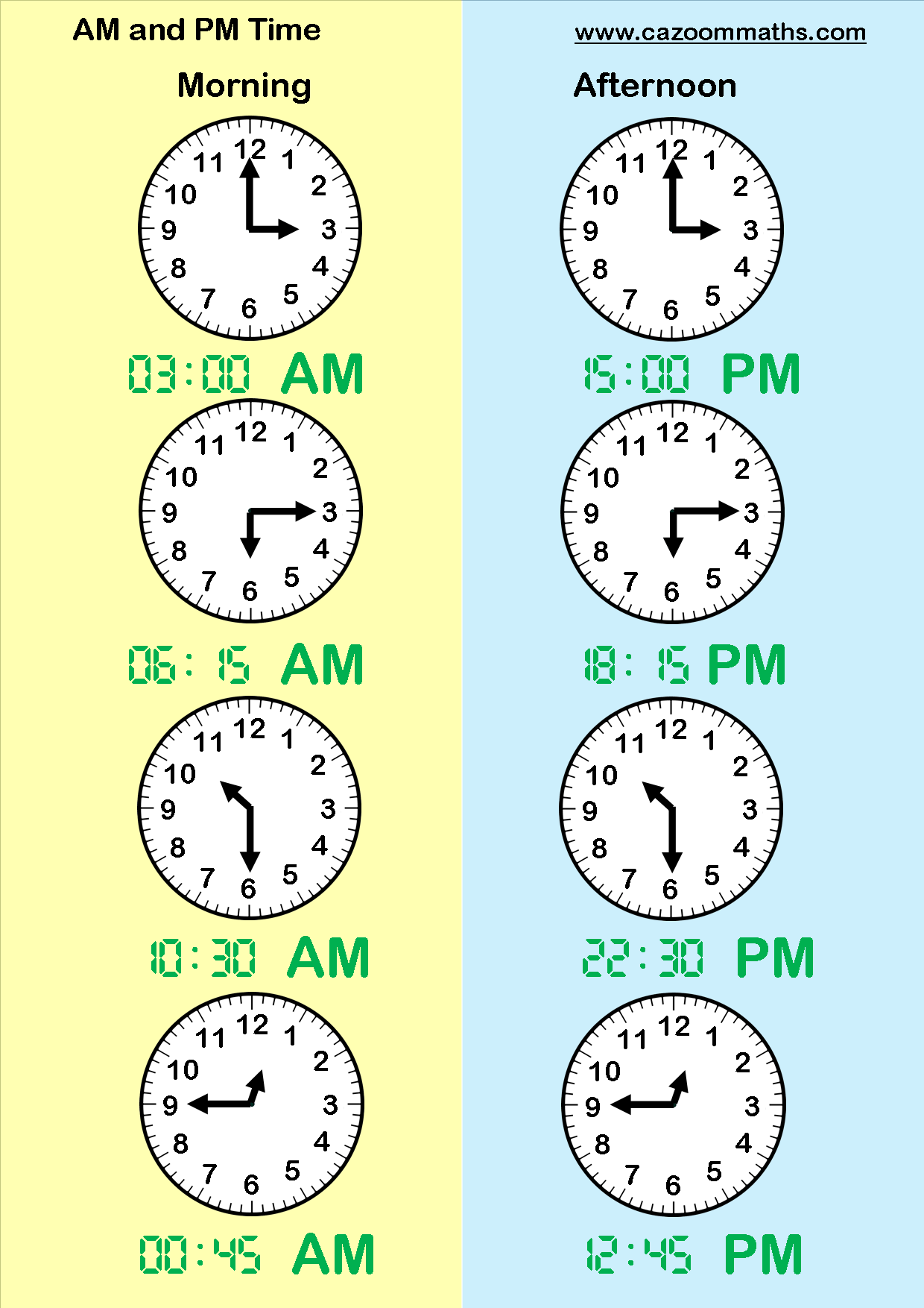 Telling Time Worksheets Am And Pm