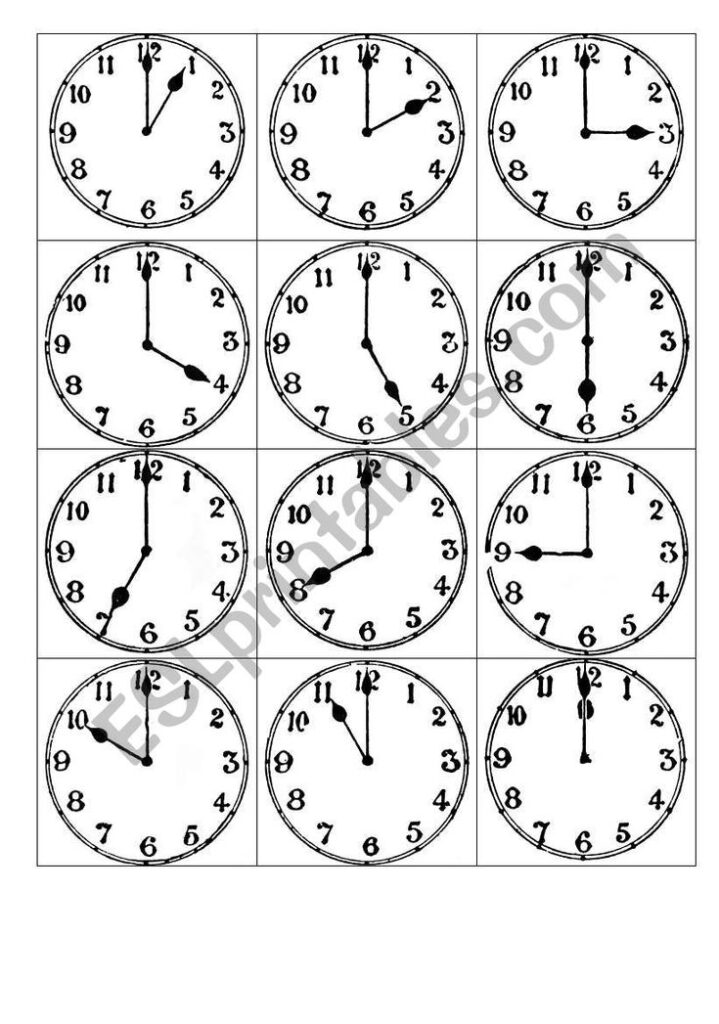 Analog Clock Cards ESL Worksheet By Lorna hux Clock Card Esl 