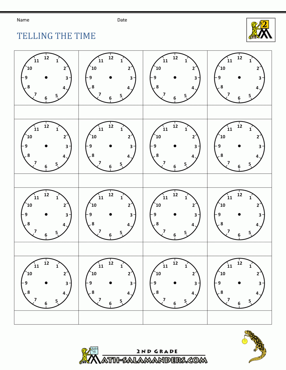 Telling Time Worksheets Blank