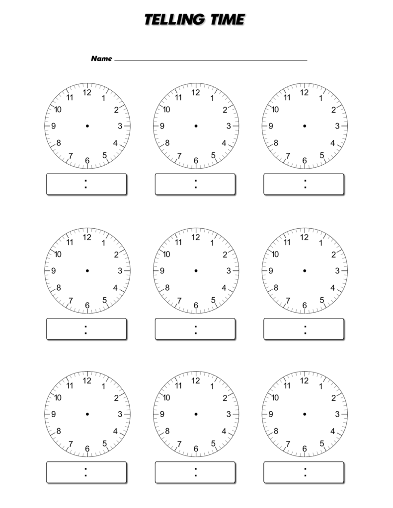 Blank Clock Worksheet To Print Activity Shelter