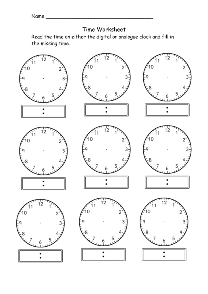 Blank Clock Worksheet To Print Activity Shelter