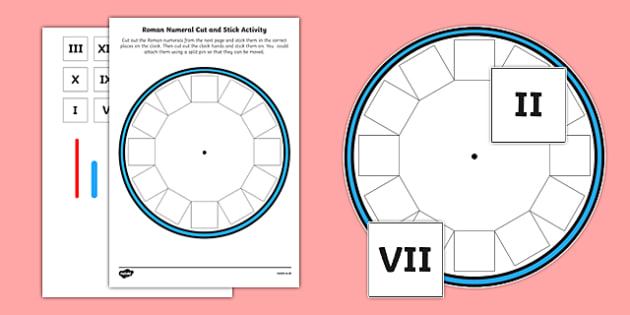 Blank Roman Numerals Clock Cut And Stick Activity