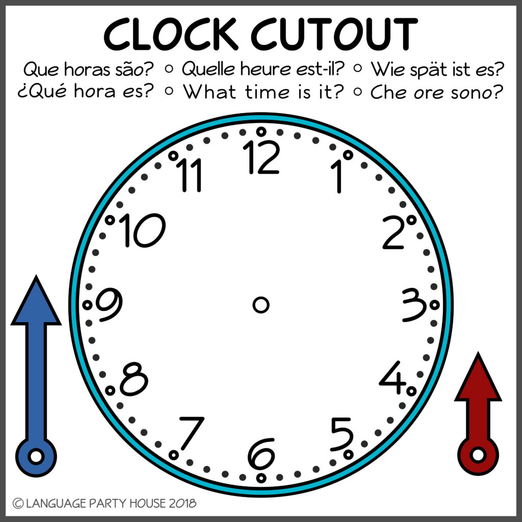 Clock Cutout For Language Learning Language English Language Learning Teaching Time