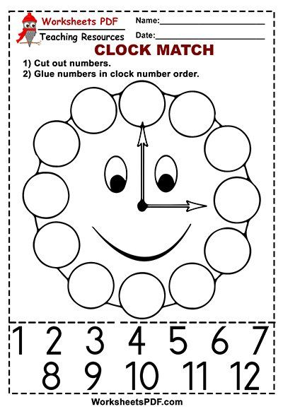 Clock Match Free Printables Kids Worksheets Preschool Kids Math