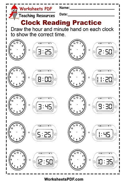 Clock Reading Practice Reading Practice Reading Practice Worksheets 