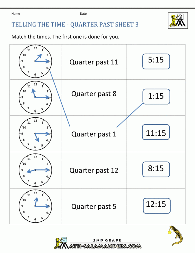 Clock Worksheets Quarter Past And Quarter To