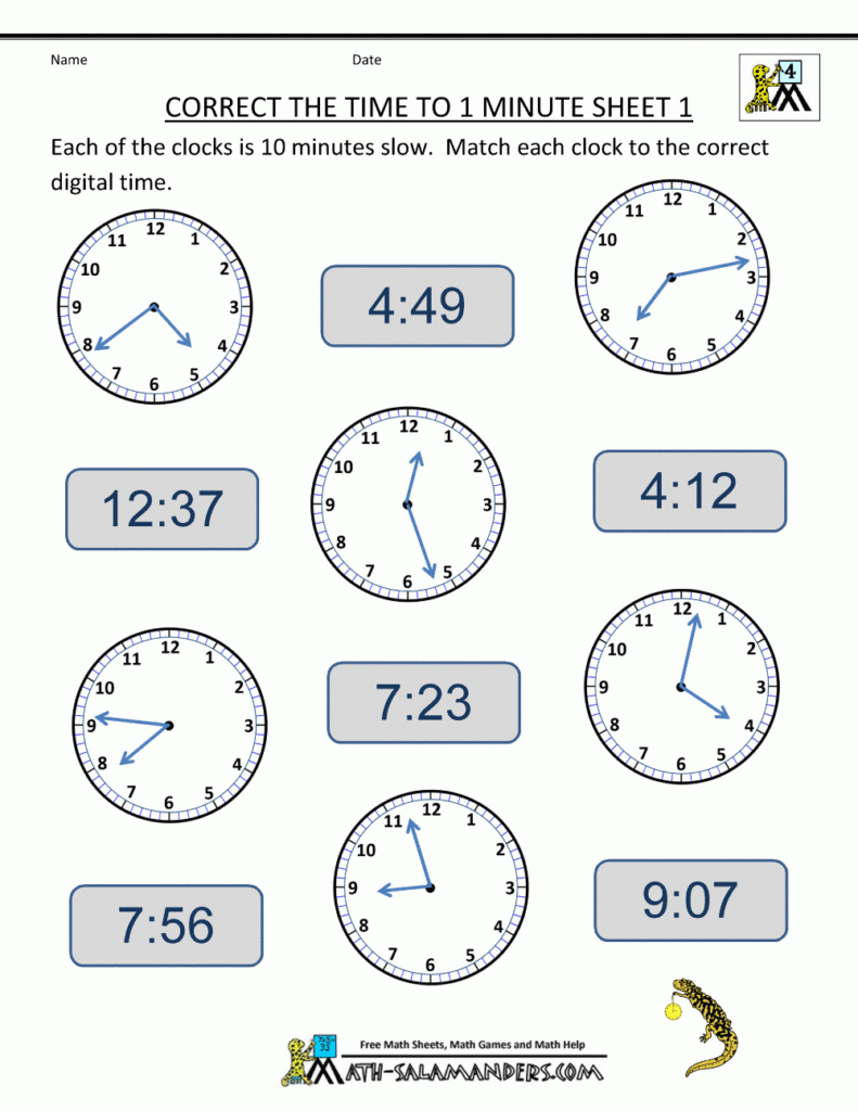 Clock Worksheets To 1 Minute Clock Worksheets Time Worksheets 