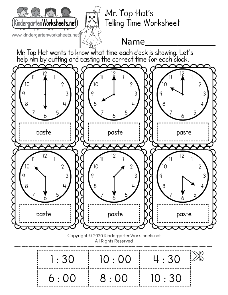 Learning Time Worksheets Kindergarten