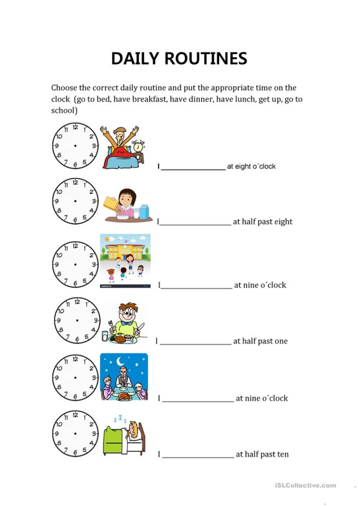 Daily Routines And Hours English ESL Worksheets For Distance Learning 