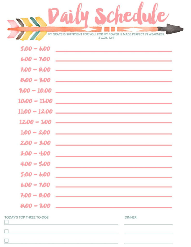 Daily Schedule Free Printable DIY Daily Schedule Template Daily 