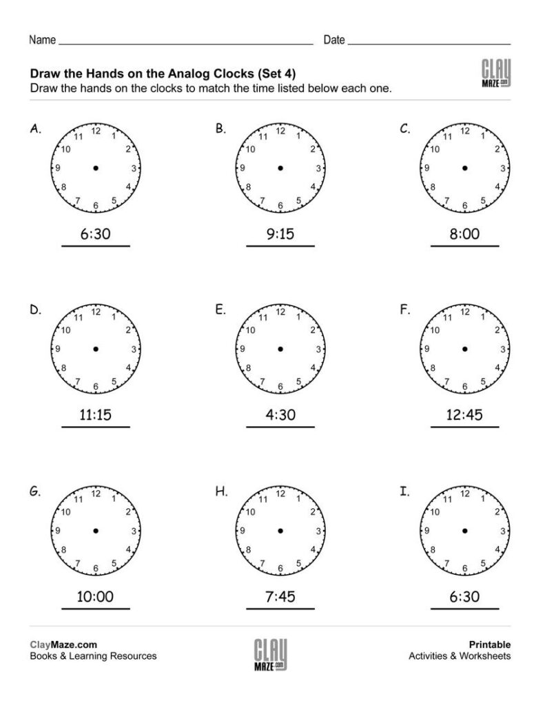 Download This Free Worksheet For Analog Clock Practice Draw The Hands 