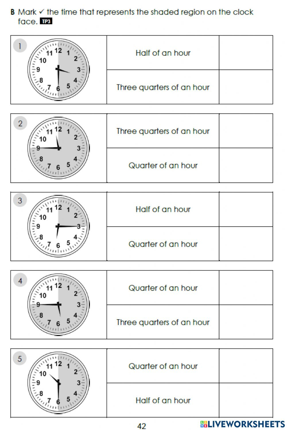 Year 1 Clock Worksheets