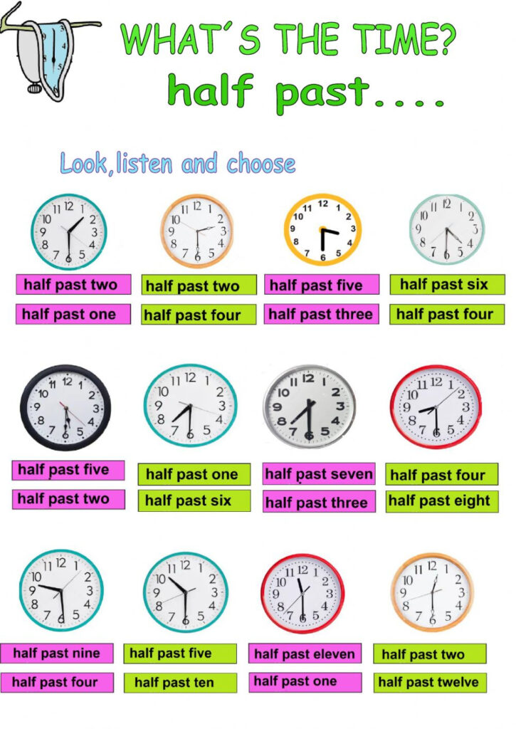 Ejercicio De Telling Time HALF PAST