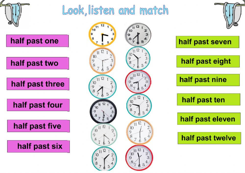 Ejercicio De Telling Time HALF PAST