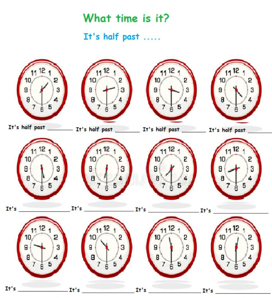 Ejercicio De Telling Time Para Elementary