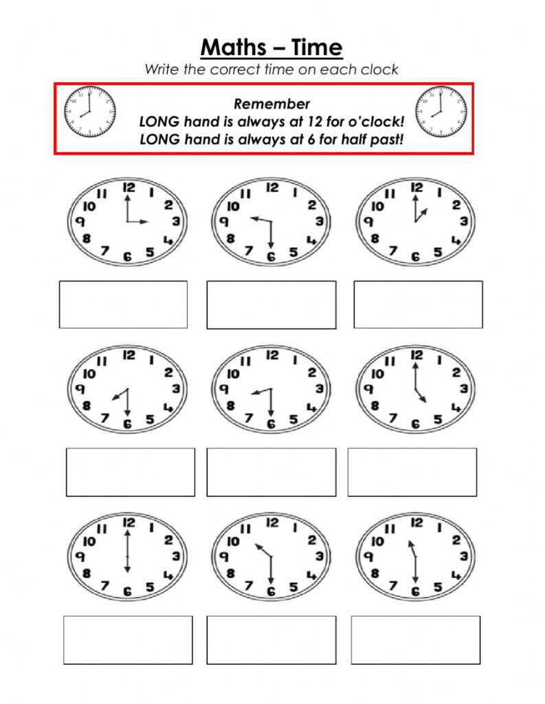 Ejercicio De Time Half Past And O clock