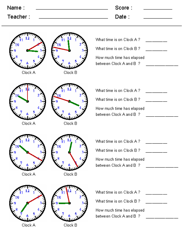 Elapsed Time Worksheets To Print For Kids Activity Shelter