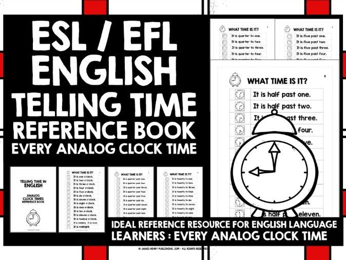 ENGLISH TELLING TIME ANALOG REFERENCE BOOK Teaching Resources