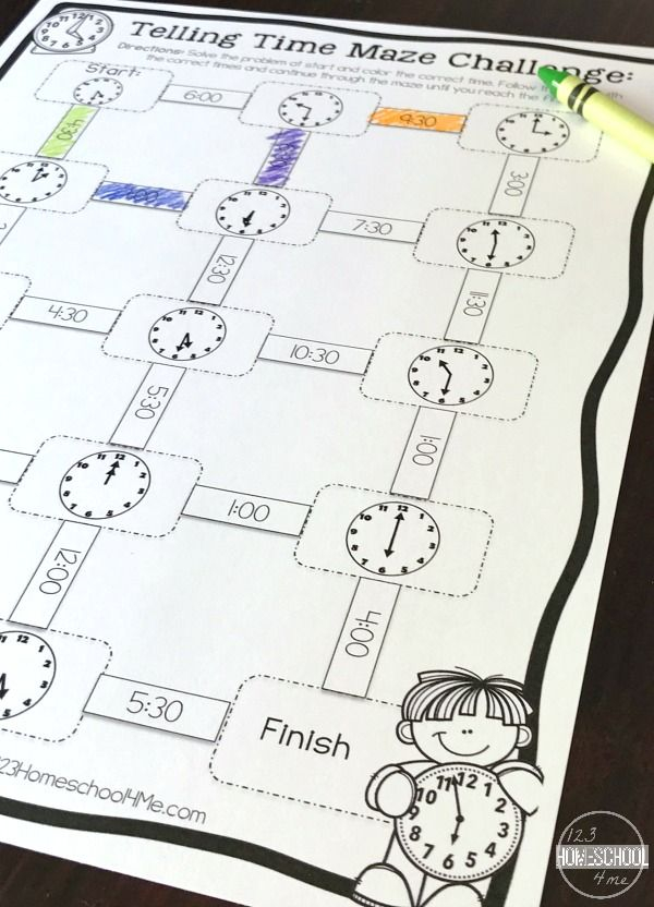 FREE Maze Challenge Telling Time Games Printable Telling Time 