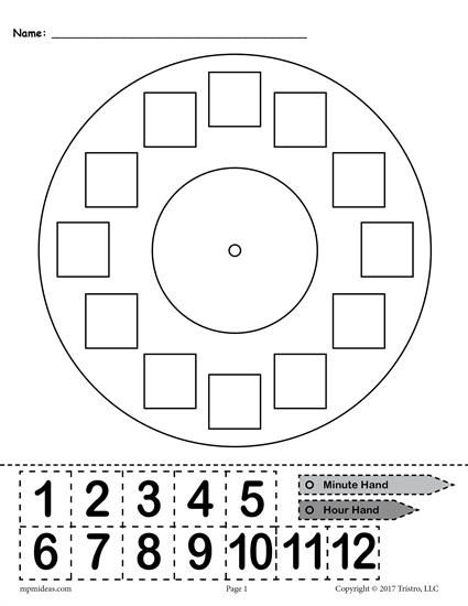 FREE Printable Build A Clock Telling Time Activity Numeros 