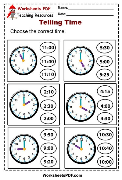 Free Printable Time Worksheets