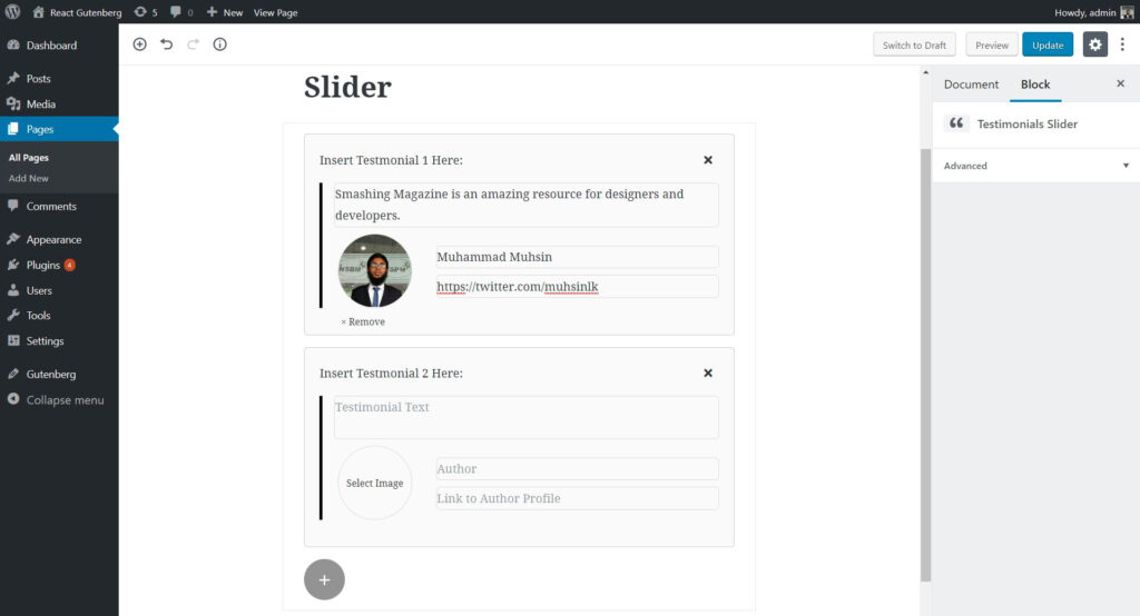 GitHub M muhsin testimonials slider block This Plugin Allows You To 