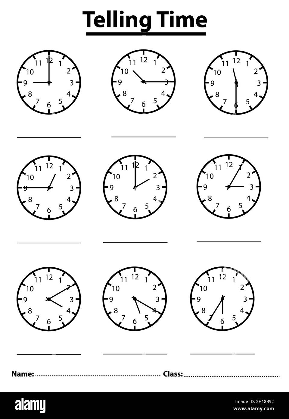 Write The Time On The Clock Worksheet