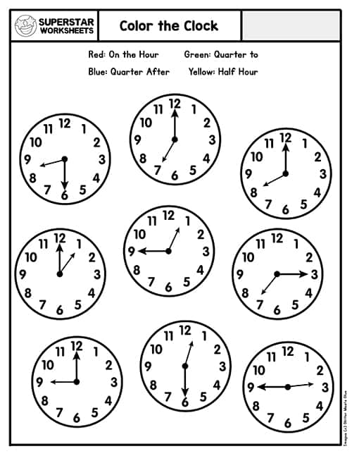 Grade 2 Telling Time Worksheets Reading A Clock Quarter Hours K5 