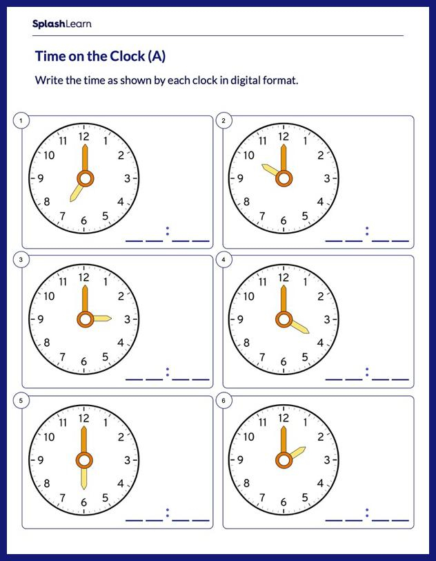 Grade 3 Telling Time Worksheet Read The Clock 1 Minute Intervals K5 