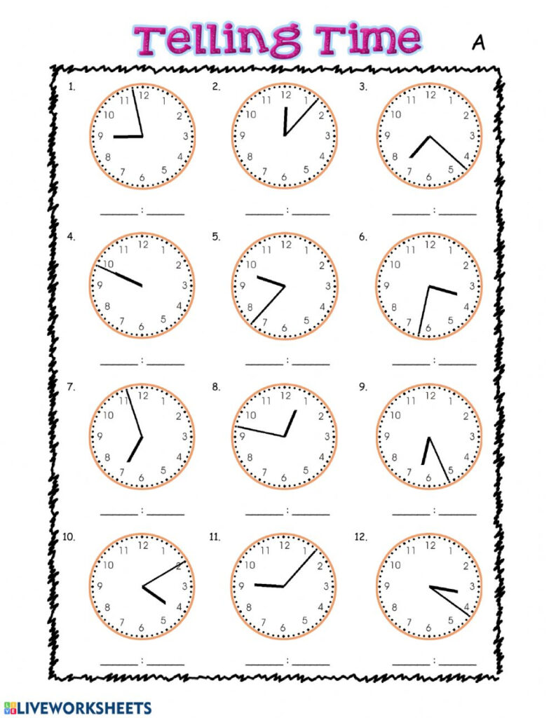 Grade 3 Telling Time Worksheet Read The Clock 1 Minute Intervals K5 