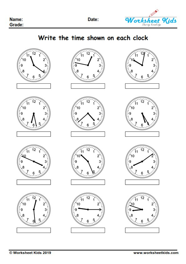 Digital Clock Worksheets For Kindergarten