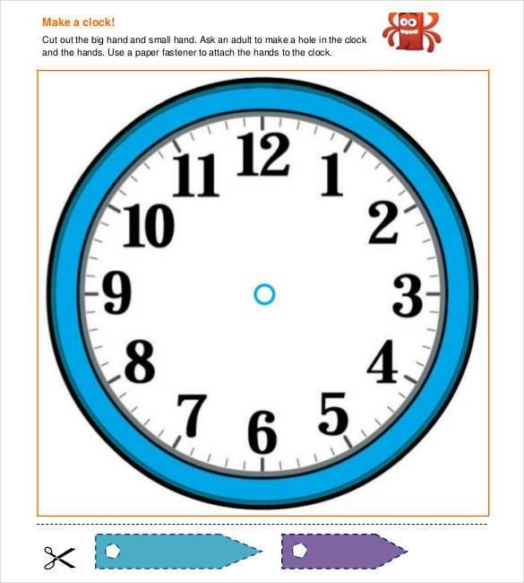 Printable Clock For Kindergarten