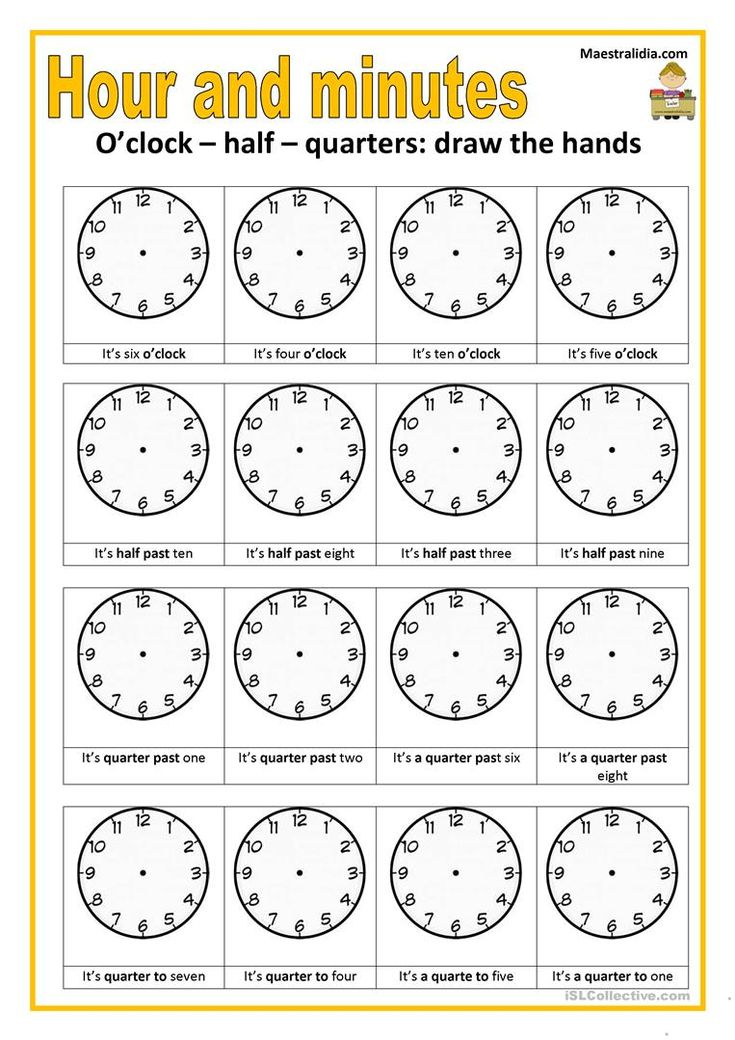 Minutes Past The Hour Worksheet